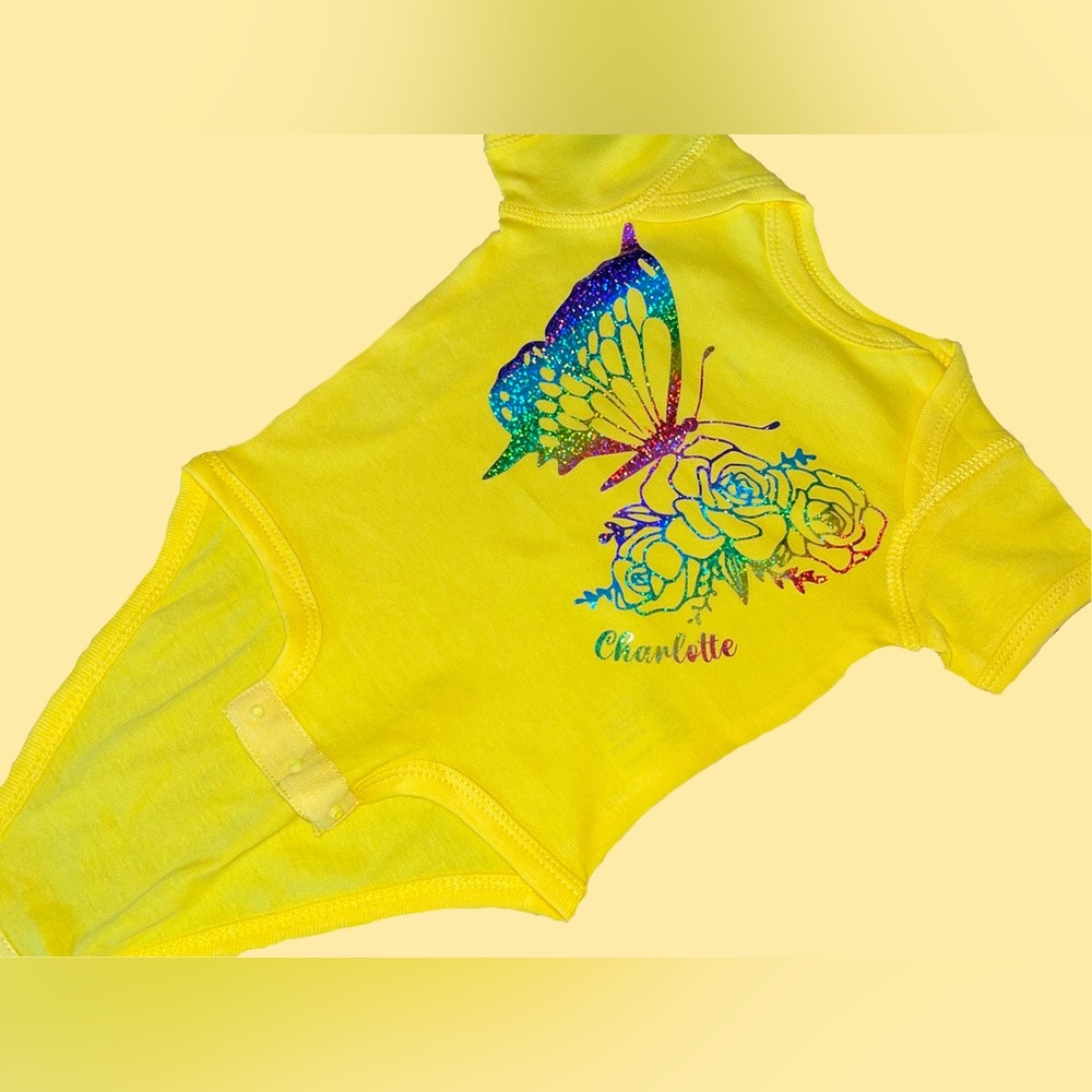 Children Custom Clothing, Personalized Clothes, Butterfly Flower, Personal Name - Picture 3 of 3